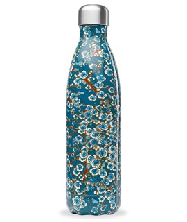 Qwetch Bouteille isotherme inox flowers bleu 750ml - 10210